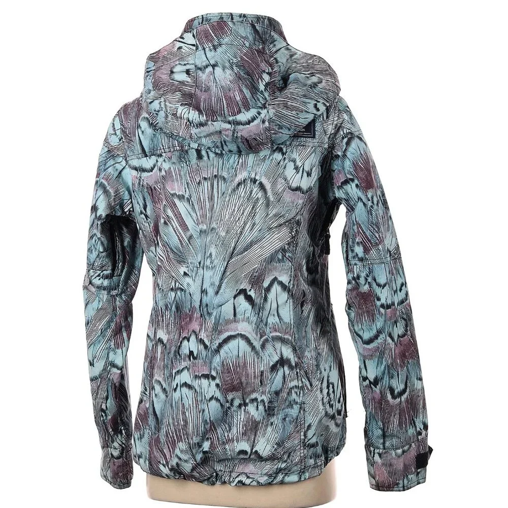 Burton Feathers Print Snow Snowboarding Ski Puffer Jet Set Dryride Jacket Coat